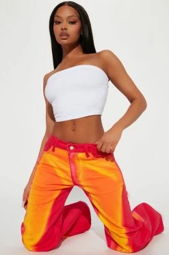 Fashion Nova Feel The Heat Wide Leg Baggy Jean - Pink