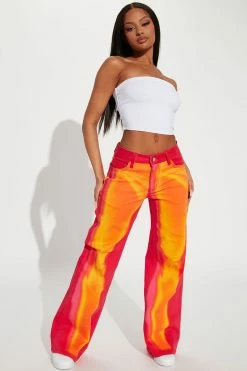 Fashion Nova Feel The Heat Wide Leg Baggy Jean - Pink