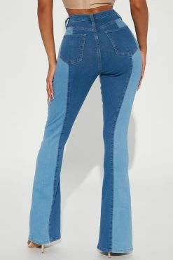 Fashion Nova Camilla Split Hem Bootcut Jeans - Medium Wash