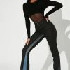 Fashion Nova Contrast Coated High Rise Stacked Flare Jeans - Black/combo