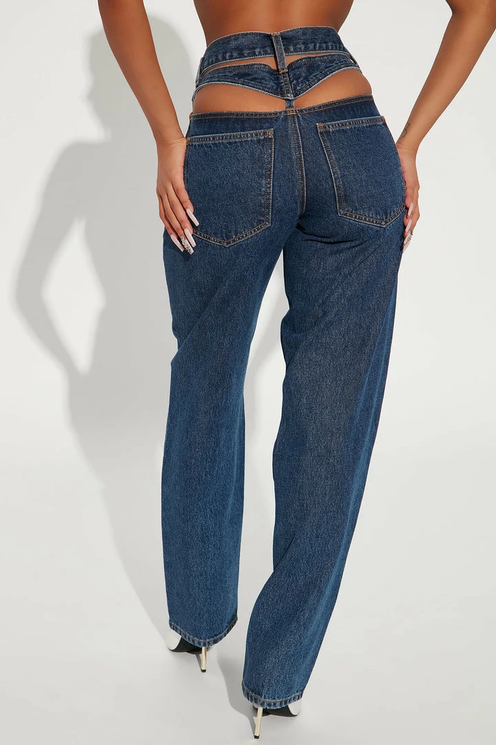 Wholesale ๐ Fashion Nova Cut Out High Rise Straight Leg ๐ Jeans - Dark Wash ๐ 3 Fashion Nova Cut Out High Rise Straight Leg Jeans - Dark Wash