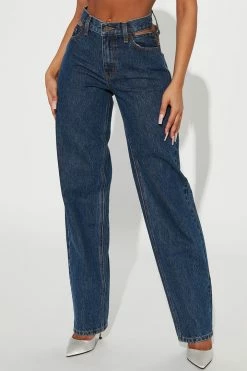 Wholesale ๐ Fashion Nova Cut Out High Rise Straight Leg ๐ Jeans - Dark Wash ๐ 7 Fashion Nova Cut Out High Rise Straight Leg Jeans - Dark Wash