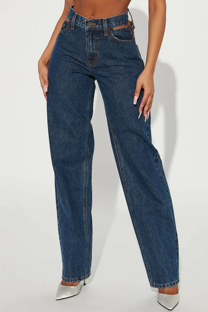 Wholesale ๐ Fashion Nova Cut Out High Rise Straight Leg ๐ Jeans - Dark Wash ๐ 5 Fashion Nova Cut Out High Rise Straight Leg Jeans - Dark Wash