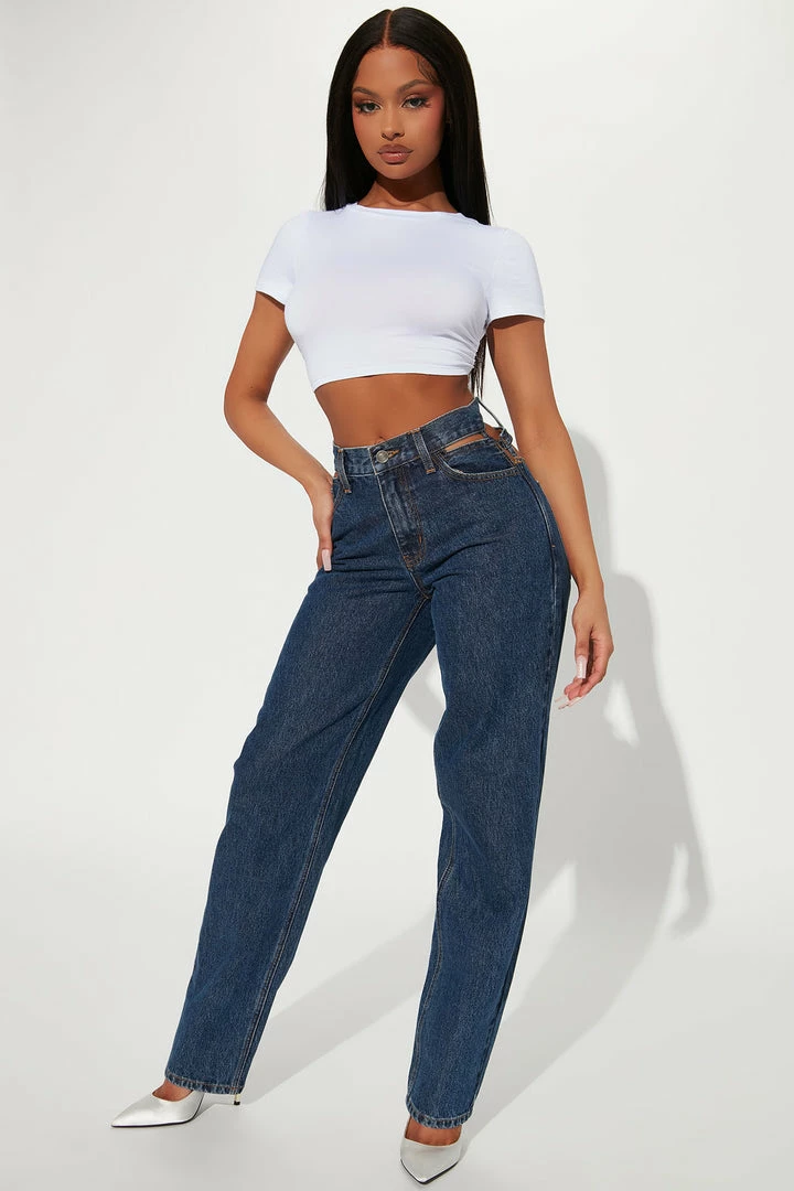 Wholesale ๐ Fashion Nova Cut Out High Rise Straight Leg ๐ Jeans - Dark Wash ๐ 4 Fashion Nova Cut Out High Rise Straight Leg Jeans - Dark Wash