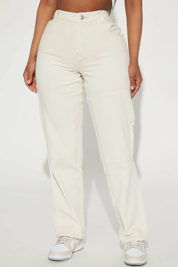 Fashion Nova Straight Leg Jeans Breaking The Rules Straight Leg Utility Jean - White