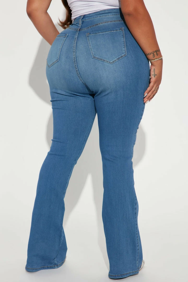 Fashion Nova Deep In My Soul Flare Jeans - Light Wash
