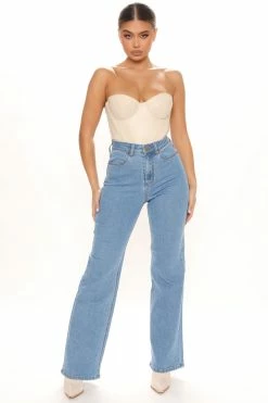 Fashion Nova Sweet Love Straight Leg Jeans - Light Blue Wash