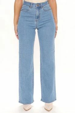 Fashion Nova Sweet Love Straight Leg Jeans - Light Blue Wash