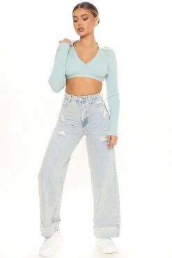 Fashion Nova Baggy Jeans All That Matters Straight Leg Jeans - Light Blue Wash