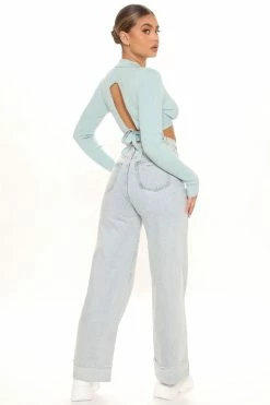 Fashion Nova Baggy Jeans All That Matters Straight Leg Jeans - Light Blue Wash