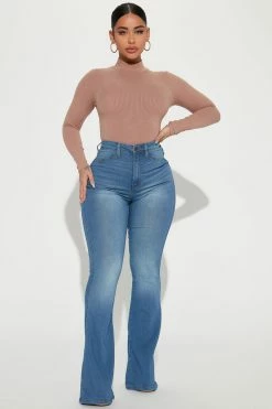 Fashion Nova Deep In My Soul Flare Jeans - Light Wash