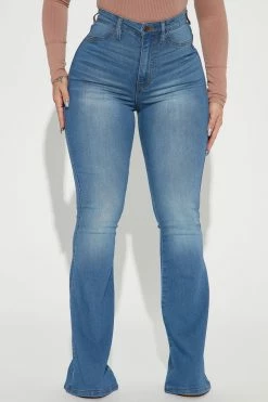 Fashion Nova Deep In My Soul Flare Jeans - Light Wash