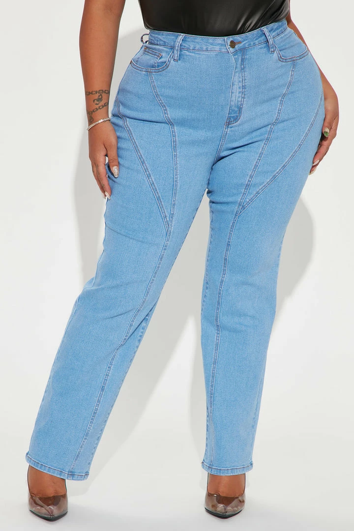 Fashion Nova Point Of View Stretch Slim Straight Jeans - Medium Wash Skinny Jeans
