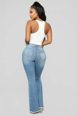Fashion Nova Nothing But The Best Flare Jeans - Medium Blue Wash
