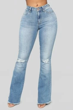 Fashion Nova Nothing But The Best Flare Jeans - Medium Blue Wash