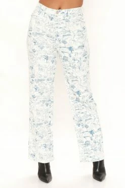 Fashion Nova Going Places High Rise Straight Leg Jeans - White/combo