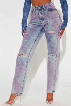 Fashion Nova Bad Behavior High Rise Straight Leg Jeans - Purple
