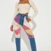 Fashion Nova Bits And Pieces High Rise Patchwork Mom Jeans - Medium Blue Wash