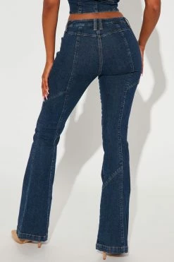 Fashion Nova Flare Jeans Ready For It Low Rise Flare Jean - Dark Wash