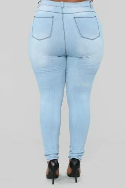 Fashion Nova Skinny Jeans On A Wave Jeans - Light Blue Wash