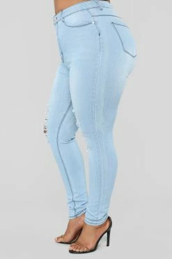 Fashion Nova Skinny Jeans On A Wave Jeans - Light Blue Wash