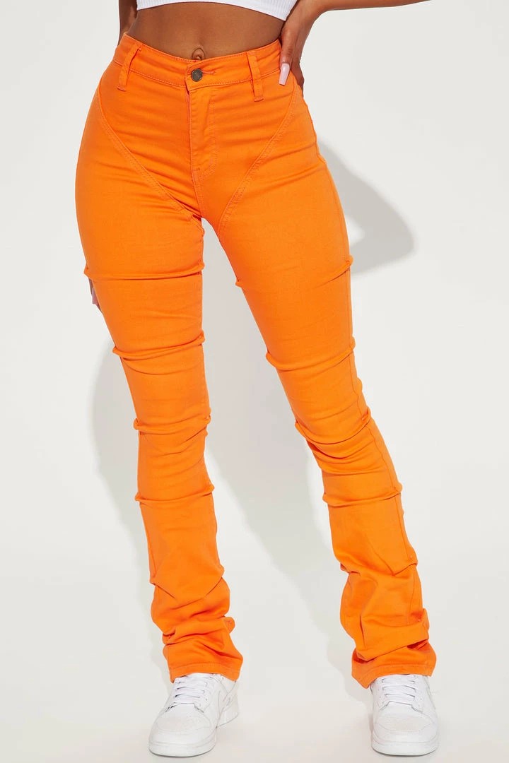 Flash Sale ๐ Fashion Nova See Me High Rise Stacked Straight Leg ๐ Jeans - Orange ๐ 4 Fashion Nova See Me High Rise Stacked Straight Leg Jeans - Orange