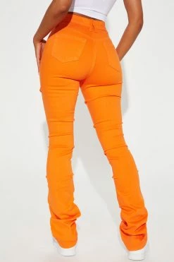 Flash Sale ๐ Fashion Nova See Me High Rise Stacked Straight Leg ๐ Jeans - Orange ๐ 10 Fashion Nova See Me High Rise Stacked Straight Leg Jeans - Orange