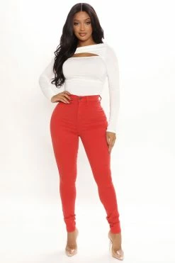 Fashion Nova Classic High Waist Skinny Jeans - Rust
