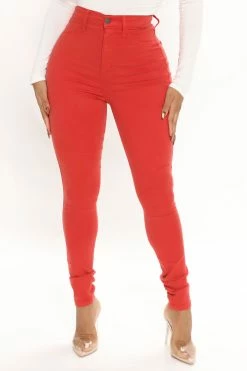 Fashion Nova Classic High Waist Skinny Jeans - Rust