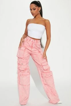 Fashion Nova Tall Lily High Rise Cargo Jeans - Pink Skinny Jeans