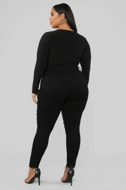 Fashion Nova Nicola High Rise Lace Up Skinny Jeans - Black