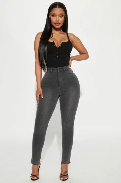 Fashion Nova Petite Ray Skinny Jeans - Grey