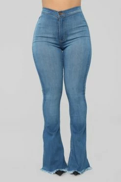 Fashion Nova Don't Break My Heart Flare Jeans - Medium Blue Wash