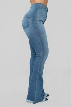 Fashion Nova Don't Break My Heart Flare Jeans - Medium Blue Wash