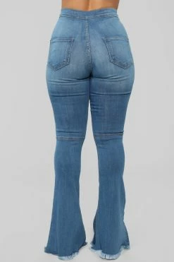 Fashion Nova Don't Break My Heart Flare Jeans - Medium Blue Wash