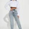 Fashion Nova Skinny Jeans Petite All Tied Up Straight Leg Jeans - Medium Wash