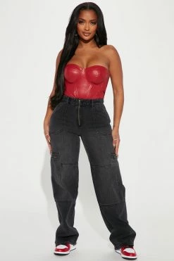 Fashion Nova Forever Ago Loose Cargo Jeans - Black