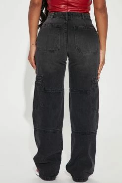 Fashion Nova Forever Ago Loose Cargo Jeans - Black
