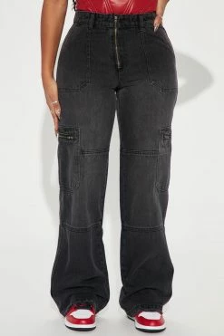 Fashion Nova Forever Ago Loose Cargo Jeans - Black