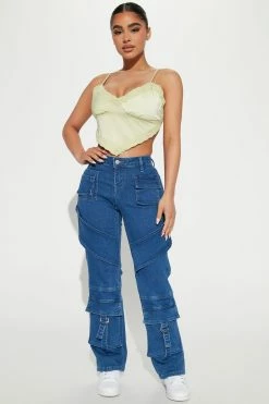 Fashion Nova Petite Hailey Hyper Stretch Cargo Jeans - Dark Wash Skinny Jeans
