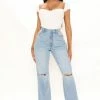 Best Pirce ๐ฅ Fashion Nova Something Borrowed Straight Leg ๐ Jeans - Light Blue Wash ๐งจ 2 Fashion Nova Something Borrowed Straight Leg Jeans - Light Blue Wash