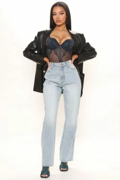 Fashion Nova On The Down Low Straight Leg Jean - Light Blue Wash