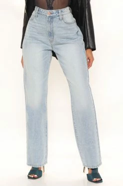 Fashion Nova On The Down Low Straight Leg Jean - Light Blue Wash