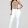 Fashion Nova Classic Mid Rise Skinny Jeans - White