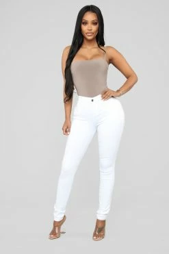 Fashion Nova Classic Mid Rise Skinny Jeans - White