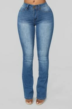 Fashion Nova Getting The Boot Mid Rise Jeans - Medium Blue Bootcut Jeans