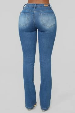 Fashion Nova Getting The Boot Mid Rise Jeans - Medium Blue Bootcut Jeans