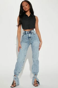Fashion Nova Tall All Tied Up Straight Leg Jeans - Medium Wash