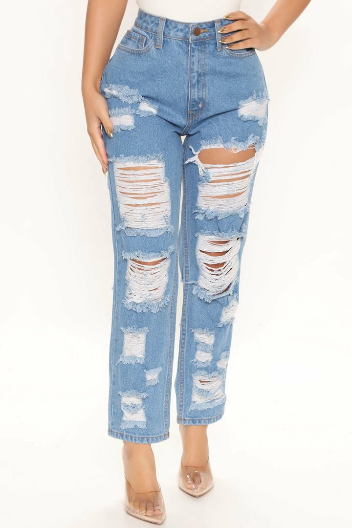 Wholesale 🥰 Fashion Nova Get Ready Distressed Boyfriend 👖 Jeans - Medium Blue Wash 💯 4 Fashion Nova Get Ready Distressed Boyfriend Jeans - Medium Blue Wash