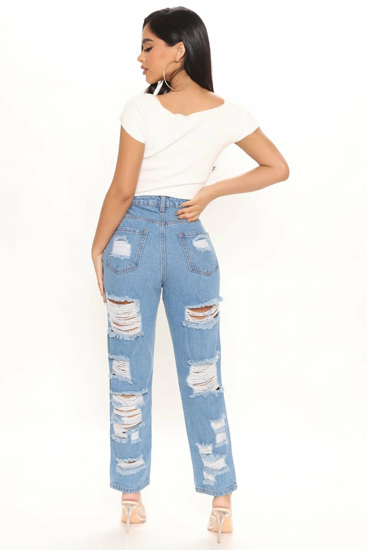 Wholesale 🥰 Fashion Nova Get Ready Distressed Boyfriend 👖 Jeans - Medium Blue Wash 💯 6 Fashion Nova Get Ready Distressed Boyfriend Jeans - Medium Blue Wash
